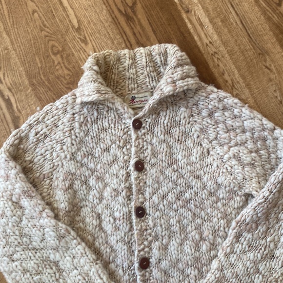 Vintage Danspin Handmade wool sweater made in Denmark neutral boxy cardigan - Picture 2 of 13